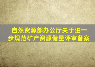 自然资源部办公厅关于进一步规范矿产资源储量评审备案