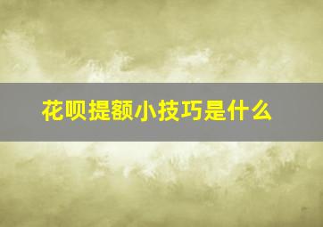 花呗提额小技巧是什么