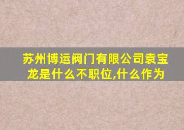 苏州博运阀门有限公司袁宝龙是什么不职位,什么作为