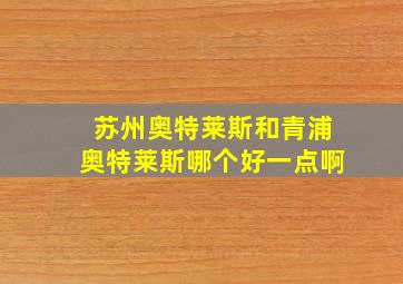 苏州奥特莱斯和青浦奥特莱斯哪个好一点啊