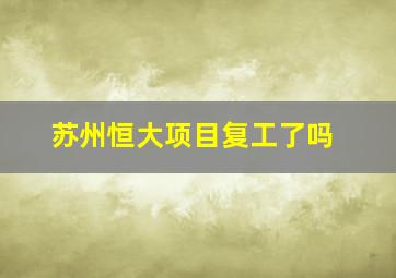 苏州恒大项目复工了吗