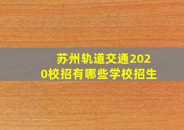 苏州轨道交通2020校招有哪些学校招生