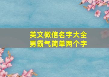 英文微信名字大全男霸气简单两个字