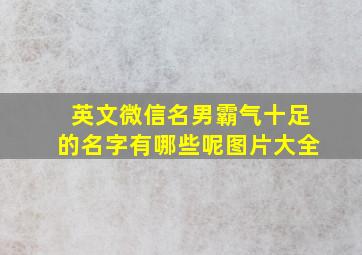 英文微信名男霸气十足的名字有哪些呢图片大全