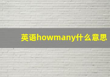 英语howmany什么意思