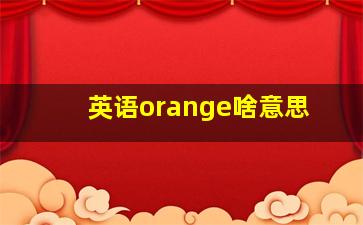 英语orange啥意思