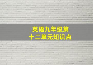 英语九年级第十二单元知识点