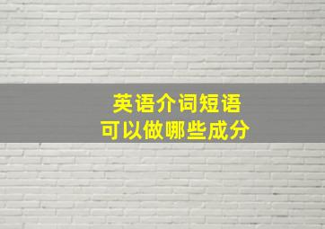 英语介词短语可以做哪些成分