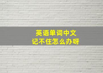 英语单词中文记不住怎么办呀