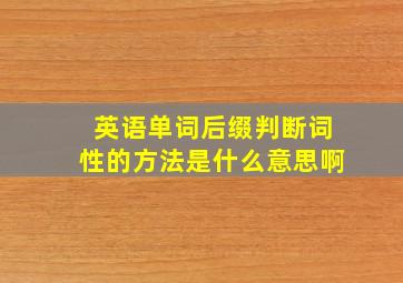 英语单词后缀判断词性的方法是什么意思啊