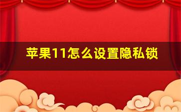 苹果11怎么设置隐私锁