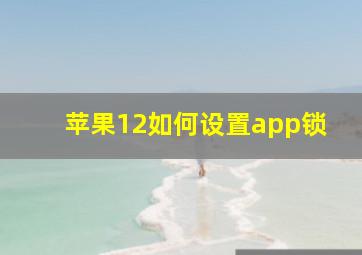 苹果12如何设置app锁