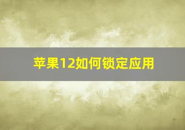 苹果12如何锁定应用