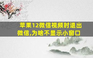 苹果12微信视频时退出微信,为啥不显示小窗口