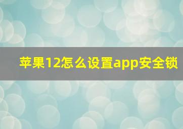 苹果12怎么设置app安全锁