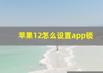 苹果12怎么设置app锁