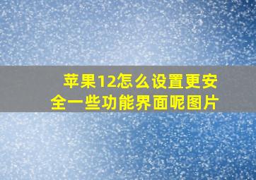 苹果12怎么设置更安全一些功能界面呢图片