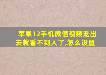 苹果12手机微信视频退出去就看不到人了,怎么设置