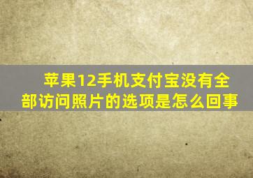 苹果12手机支付宝没有全部访问照片的选项是怎么回事