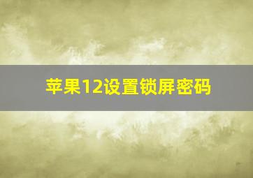 苹果12设置锁屏密码