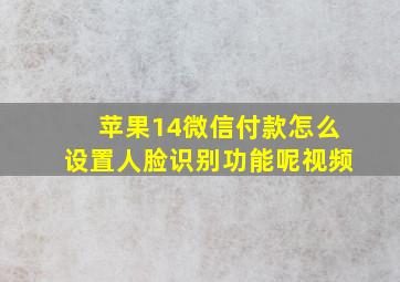 苹果14微信付款怎么设置人脸识别功能呢视频