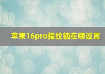 苹果16pro指纹锁在哪设置