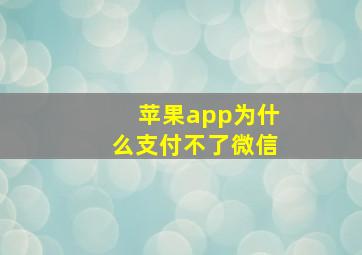 苹果app为什么支付不了微信