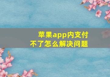 苹果app内支付不了怎么解决问题