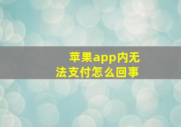 苹果app内无法支付怎么回事