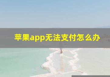 苹果app无法支付怎么办