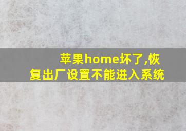 苹果home坏了,恢复出厂设置不能进入系统