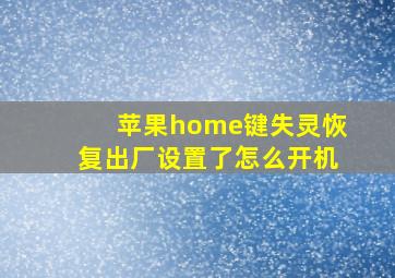 苹果home键失灵恢复出厂设置了怎么开机