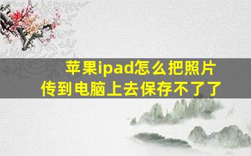 苹果ipad怎么把照片传到电脑上去保存不了了