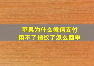 苹果为什么微信支付用不了指纹了怎么回事