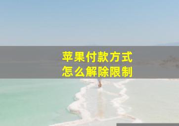 苹果付款方式怎么解除限制