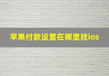 苹果付款设置在哪里找ios