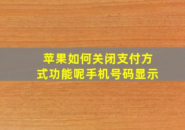 苹果如何关闭支付方式功能呢手机号码显示