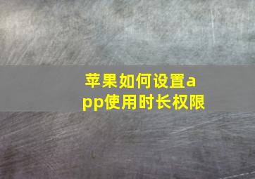 苹果如何设置app使用时长权限