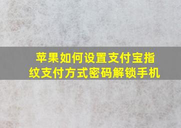 苹果如何设置支付宝指纹支付方式密码解锁手机