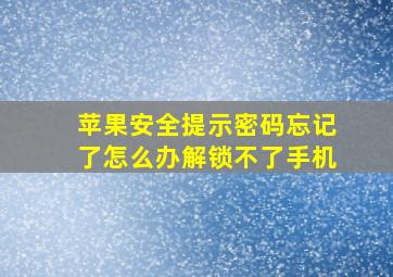 苹果安全提示密码忘记了怎么办解锁不了手机