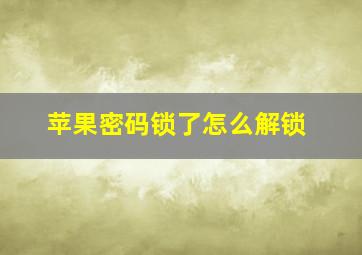 苹果密码锁了怎么解锁