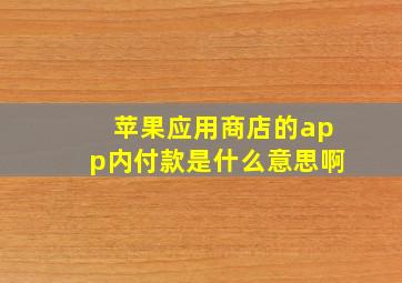 苹果应用商店的app内付款是什么意思啊