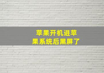 苹果开机进苹果系统后黑屏了