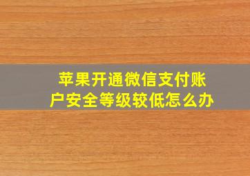 苹果开通微信支付账户安全等级较低怎么办