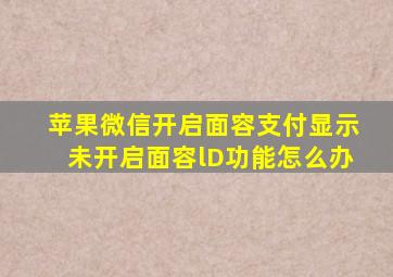 苹果微信开启面容支付显示未开启面容lD功能怎么办