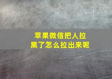 苹果微信把人拉黑了怎么拉出来呢