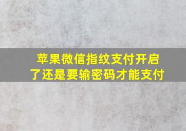 苹果微信指纹支付开启了还是要输密码才能支付