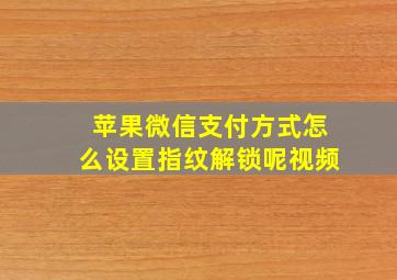 苹果微信支付方式怎么设置指纹解锁呢视频