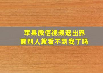 苹果微信视频退出界面别人就看不到我了吗