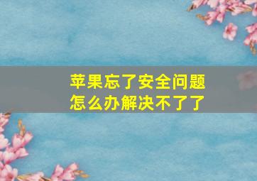 苹果忘了安全问题怎么办解决不了了